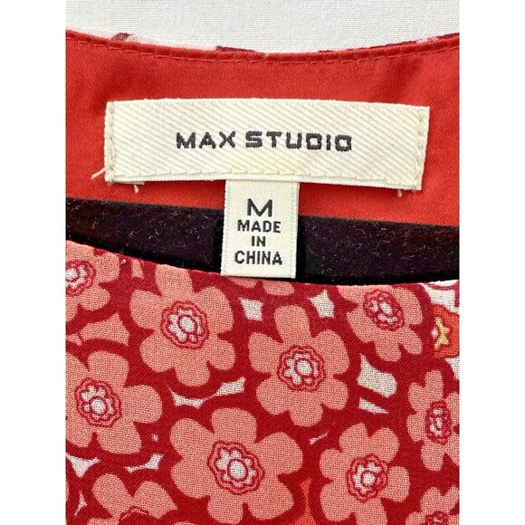 MAX STUDIO Orange Floral Boho Sleeveless Chiffon Dress Flowy Swing Medium - Picture 3 of 5